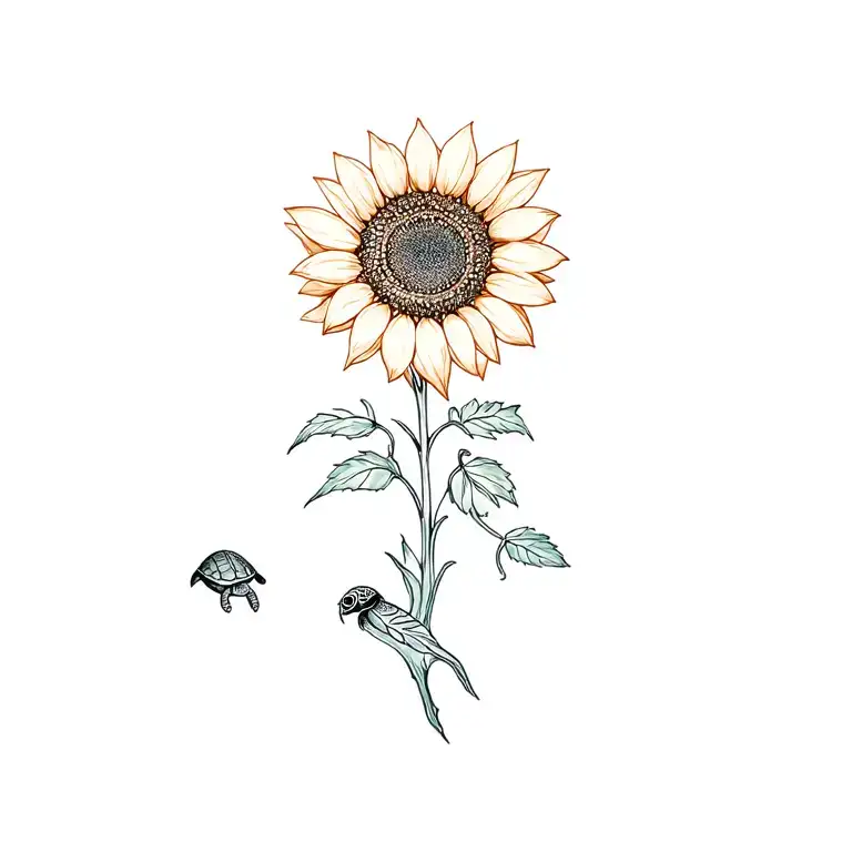 Sunflower and turtle glass shoots shoot cap tattoo design idea