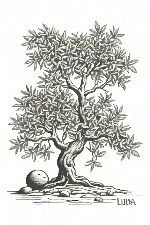 Libra palestinian olive tree tattoo design idea