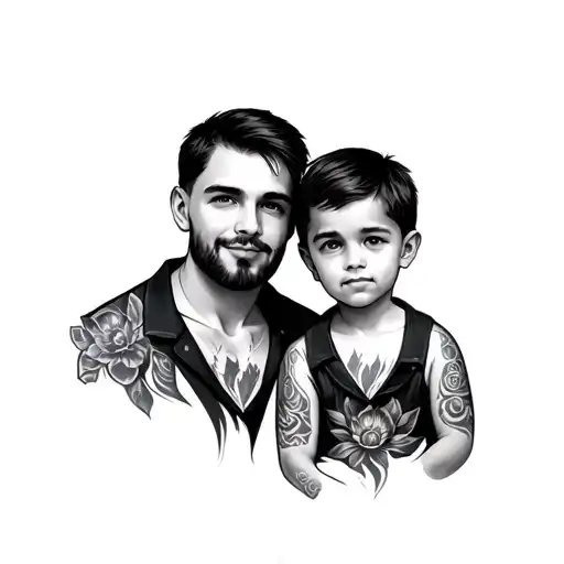 father and son matching tattoos tattoo design idea