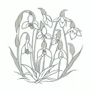 Bouquet of snowdrops, poppies and daffodils tattoo design idea