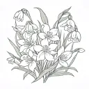 Bouquet of snowdrops, poppies and daffodils tattoo design idea