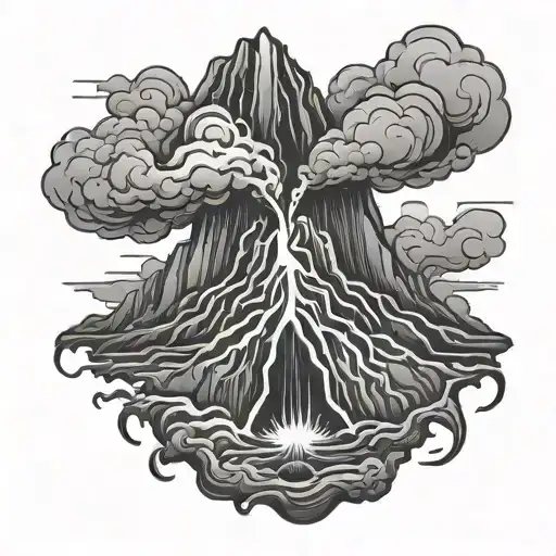 volcano flowing lava tattoo design idea