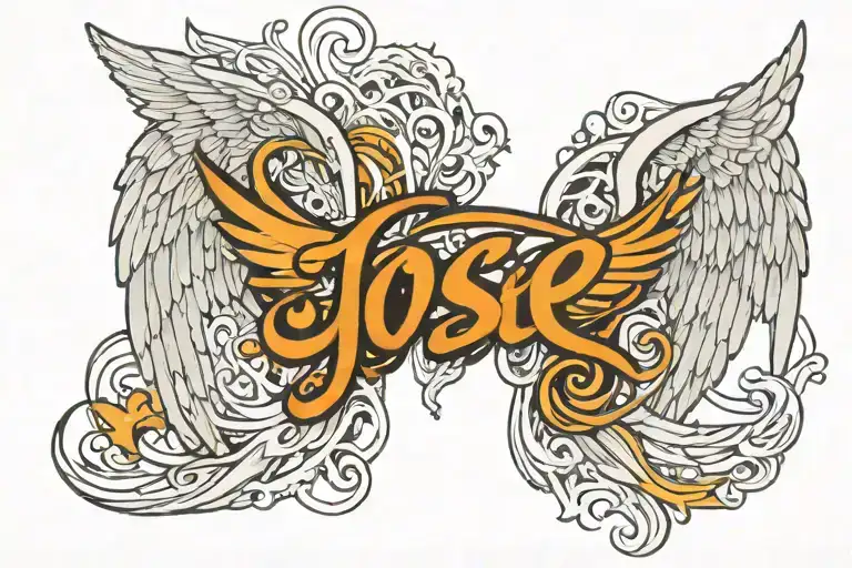 Jose name written with angel wings tattoo design idea