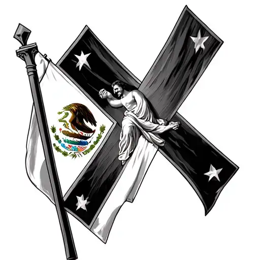 Mexico flag and Jesus cross tattoo design tattoo design idea