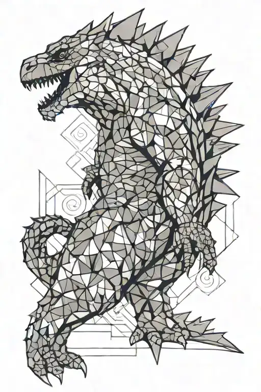 Godzilla emerging tattoo design idea