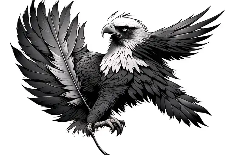 fear god with eagle feather tattoo design idea