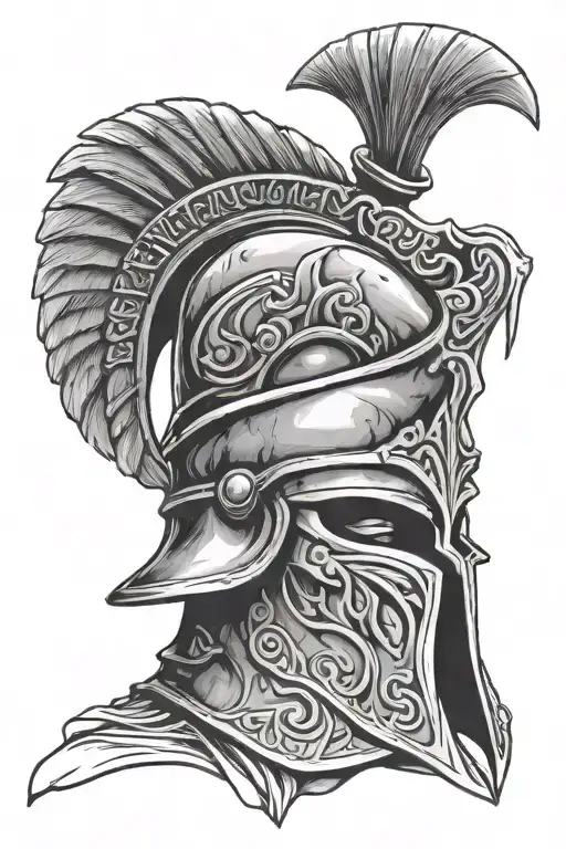 Gladiator helmet tattoo design idea