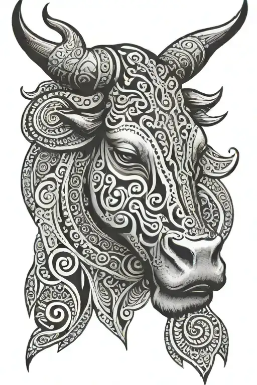 tribal fatma hand bull tattoo design idea