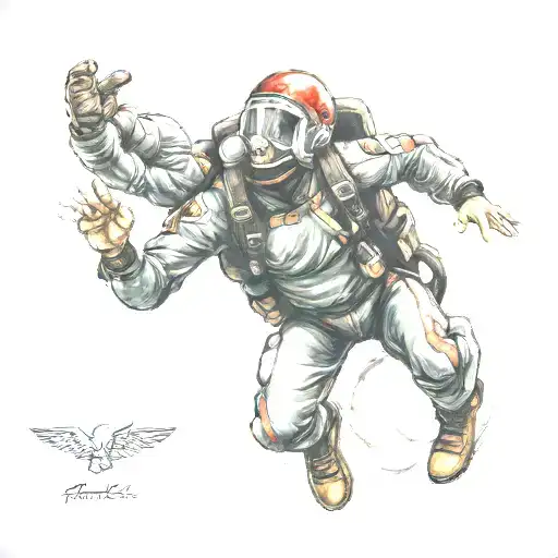 skydiver in freefall, head down tattoo design idea