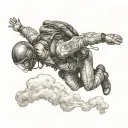 skydiver in freefall, head down tattoo design idea