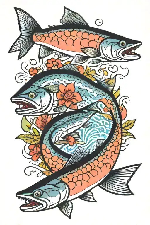 salmon tattoo design idea