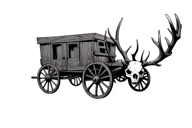 deer skull wagon wheel tattoo design idea