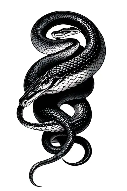 snake wrap calf sized tatto with realistic tattoo design idea
