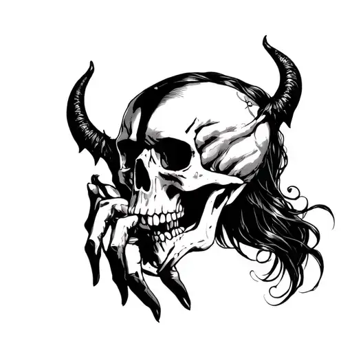 Boca Open Boca Skull, Demon Hand Taking her behind tattoo design idea