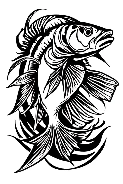 bonefish side view tattoo design idea