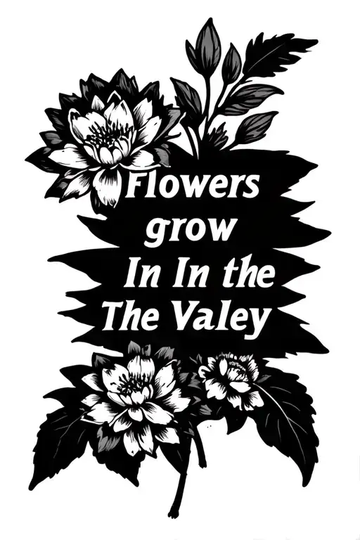 "Flowers Grow In The Valley" water Lillie's and carnations line work simple for a spinal tattoo tattoo design idea