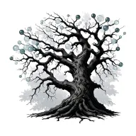 testosterone molecule into tree branches shaped like tattoo design idea