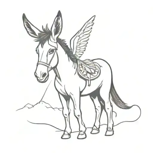 Winged donkey tattoo design idea