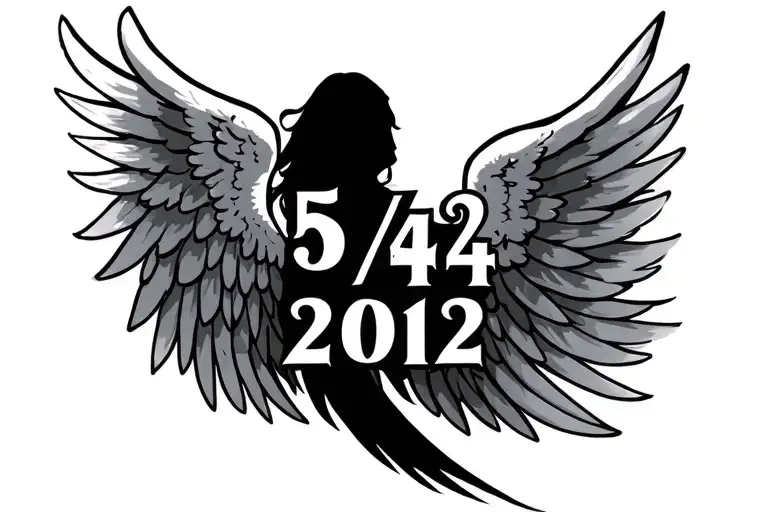 "5/4/2012" angel wings spread tattoo design idea