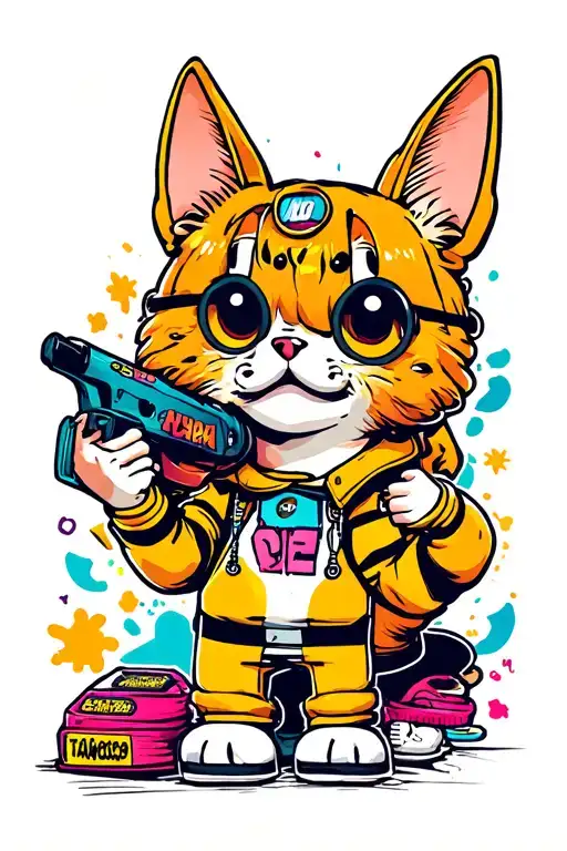 90's cartoon colage tattoo design idea