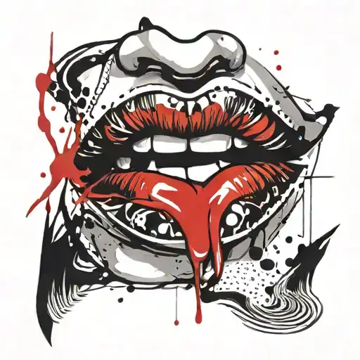 sexy bloody hottie lips tattoo design idea