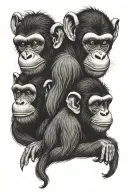 3 wise monkey tattoo design idea