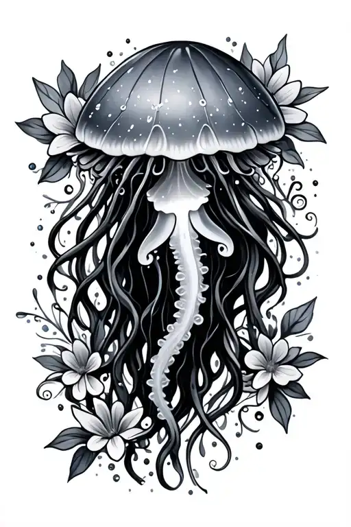 jelly fish, flowers, ocean, Moana, cross, sparkles , tattoo design idea