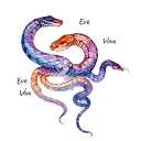 Snakes, scorpions, names Eve, Vova on the arm tattoo design idea