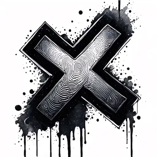 fingerprint crosses tattoo design idea