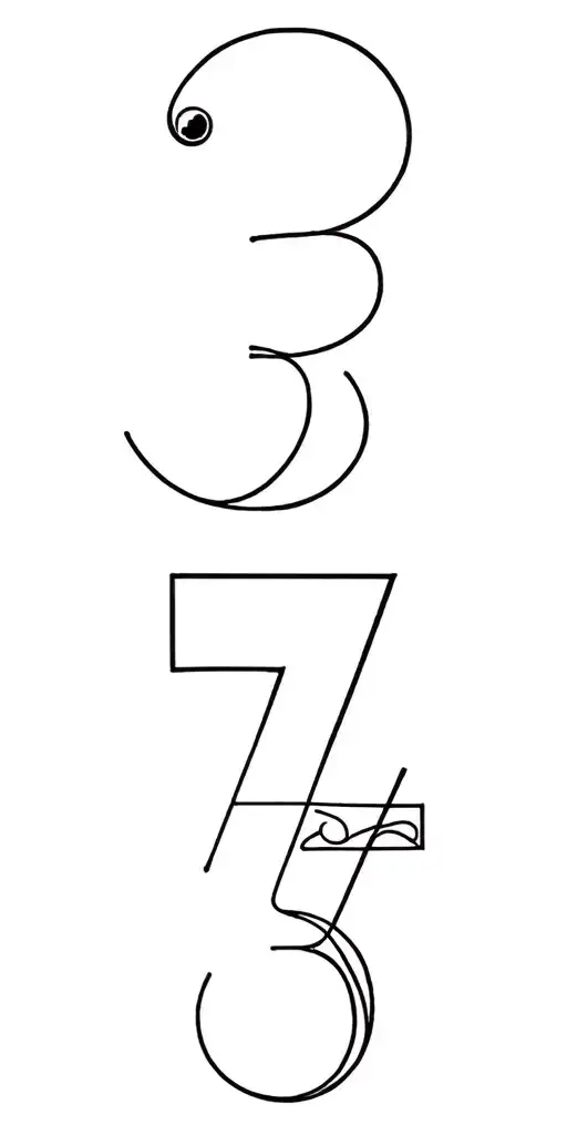 number 3 and 7 and with venus elements tattoo design idea