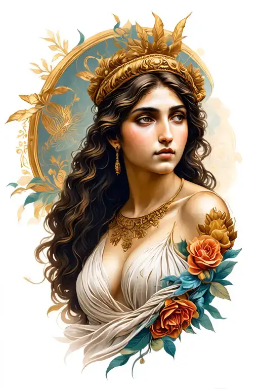 Greek goddess sleve tattoo tattoo design idea