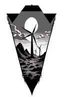 3 triangles with desert mountains and windmills tattoo design idea