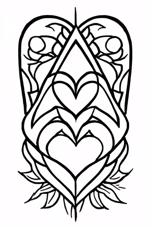 heart and triangle interlocked in mandala style tattoo design idea