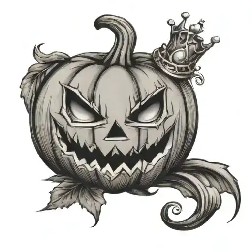 jack-o'-lantern pumpkin with a tiara tattoo design idea
