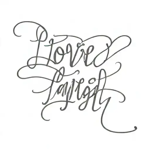Tattoo inscription: love live laugh family. Handwritten font tattoo design idea