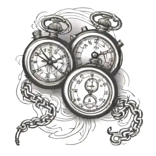 two stop watch with time tattoo design idea
