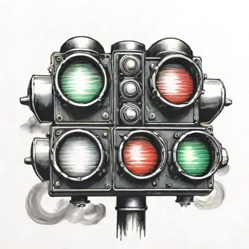 traffic lights realistic black hearts instead lights tattoo design idea