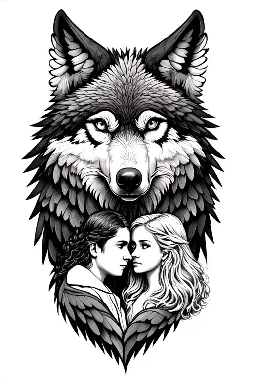 Want to create a cover up tattoo for forearm whihc should indicate wolf and father love for daughter and wings of eagle tattoo design idea