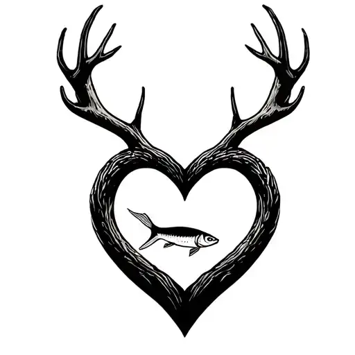 "Gone Bush Forever Free" "Gone Bush Forever Free" "Gone Bush Forever Free" "Gone Bush Forever Free" deer antlers making a heart with a fish jumping tattoo design idea