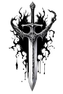 long dagger behind the dark, covered blood, elf, mistic, dead head tattoo design idea