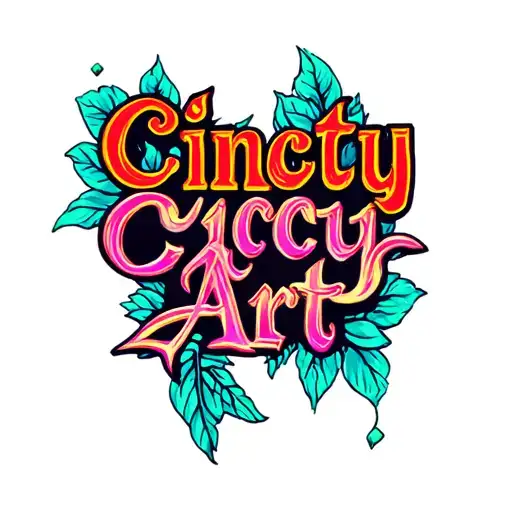 "CinCity Art" text banner tattoo design idea