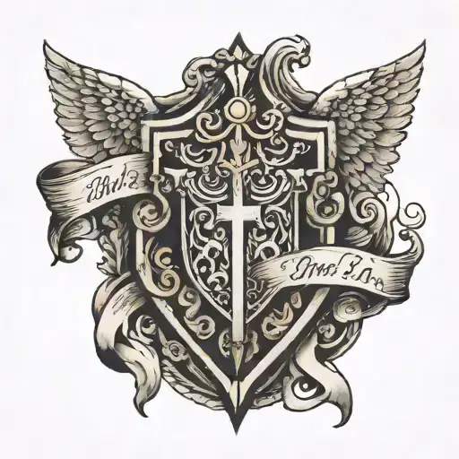 Shield and bible verse psalm 4:13  tattoo design idea