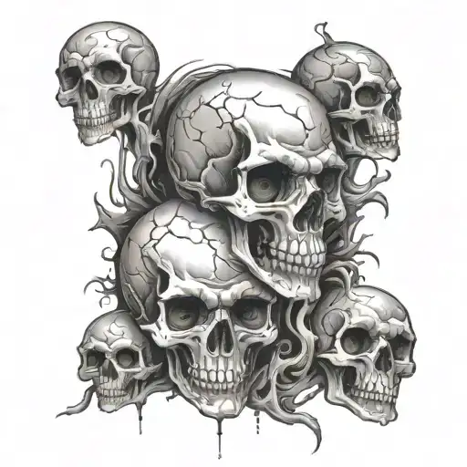 skulls eyeballs gore texture tattoo design idea