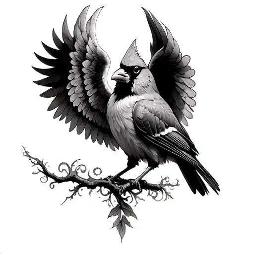 Cardinal With Angel Wings tattoo design idea