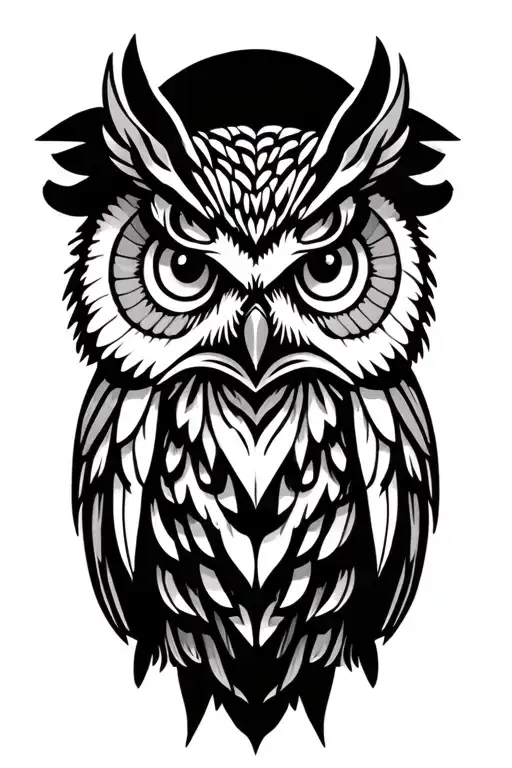 owl perched tattoo design idea