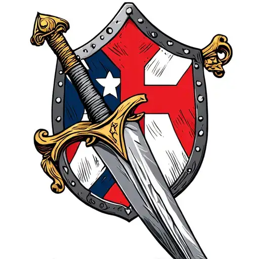 knights Templar shield and sword tattoo design idea