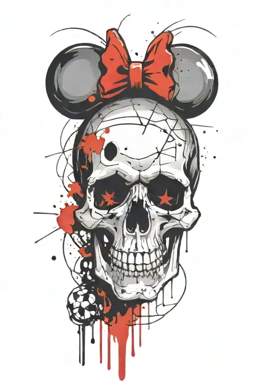 Mickey Mouse skull tattoo design idea