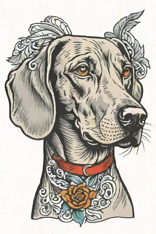 Weimaraner dog tattoo design idea