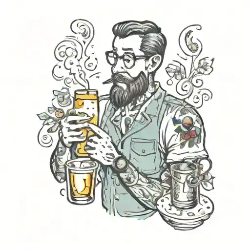 programmer, love, life, drinks,smoke,colorful tattoo design idea