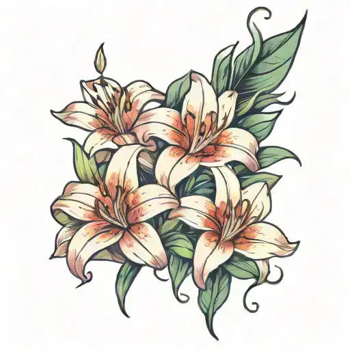 lily flower blooming tattoo design idea